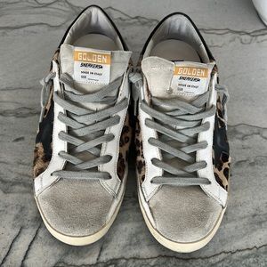 Golden Goose Superstar Leopard Calf Hair Sneakers